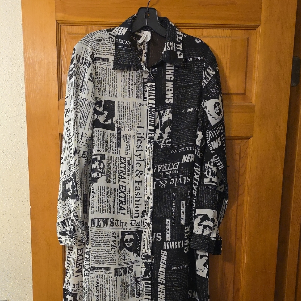Live 4 Truth Black and White Newsprint Swim Coverup